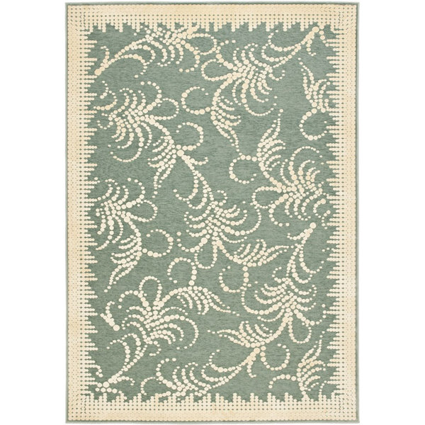 Martha Stewart Rugs Fountain Swirl Handmade Viscose Beige/Green Rug